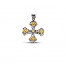 Ασημένιος Σταυρός δίχρωμος με ζιργκόν "Cubic Zirgon" SN135 - C272Wo